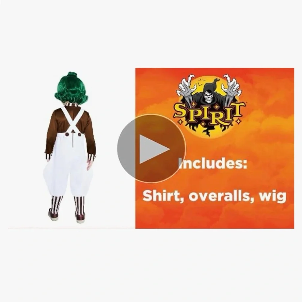 Spirit Kids / Toddler Oompa Loompa Costume - Charlie & the Chocolate Factory -